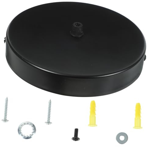 HOMSFOU Plaque de Recouvrement de Plafond Ronde Remplacement en Métal Noir Installation Facile Style Rétro Européen pour Lustre pour Salon