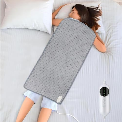 Large Heating Pad,Extra Large Heating Pad for Back Pain Relief Electric Heating for Period Cramps Knee Leg Pain Relief Moist/Dry Heat 10 Heat Setting (c.Grey 16x30, 16x30 Inch)