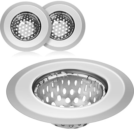 Kisangel 3pcs Stainless Steel Sink Screen Strainers 5.5cm Mesh Kitchen and Bathroom Drain Filters Prevent Clogging Sturdy Metal Sink Drain Strainer Stopper