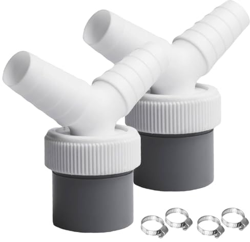 Washing Machine Waste Splitter, 2 Pcs Double Drain Pipe Connector Space-Saving Y-Branch Design Waste Pipe Connector with 4 Hose Clamps for Dishwasher and Washing Machine