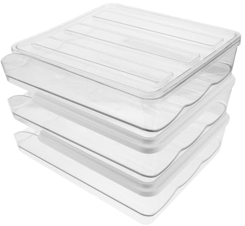 Mikinona Organizer per Uova Impilabile Trasparente in Plastica Contenitore Rotante Strati per Frigorifero Grande Capacità per Conservazione Uova in Cucina Scatola Frigo con Accesso