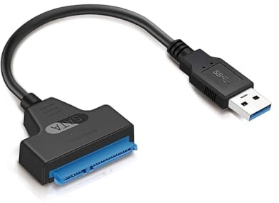 HUVZOR Cable SATA vers USB, Adaptateur USB 3.0 vers SATA pour Disque Dur et SSD 2,5, SSD/HDD Adaptateur,pour Desktops Laptops Compatible Windows/Mac OS