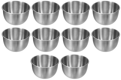 QUARKZMAN 3 Pollici Ciotole Per Salse In Acciaio Inossidabile, 10 Pezzi Mini Ciotole Individuali rotondo Per Condimenti Vassoio Per Sushi Ciotole Per Mescolare Piattini, Argento