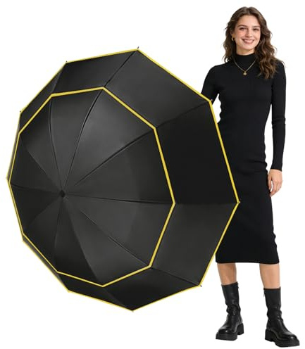 TOROKOM Ombrello da golf compatto da 160 cm, doppio baldacchino, ventilato, antivento, impermeabile, ombrello a bastone per uomo e donna
