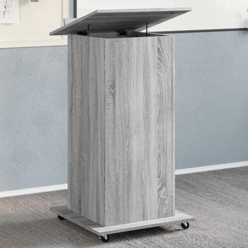 Frdhee Büro Schreibtisch Pc Tisch,Rednerpult mit Rollen & Schublade Grau 55x55x107 cm,Arbeitstisch für Heimbüro,Schlafzimmer,Arbeitszimmer