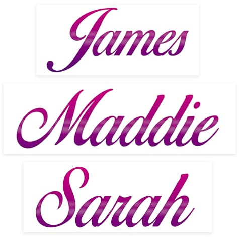 Personalised Name Sticker | Custom Script Name Pink & Purple Gradient Vinyl Decal | Waterproof Label for Bottle or Case