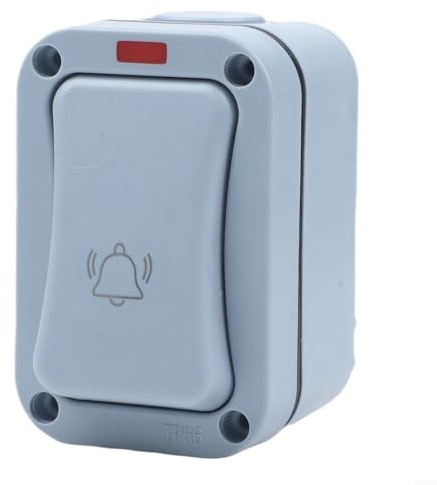 MIKMLYZE Interruttore a pulsante impermeabile per esterni, IP66, 20 A, AC250 V, in ABS con indicatore LED illuminato, per patio, giardino, magazzino e