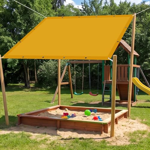 Toldo Vela Rectangular 2.2 x 6 m Protección UV Rectangular Toldos Exterior Terraza Incluye Cuerda de Fijación para Terraza Patio Exterior Jardín, Dorado