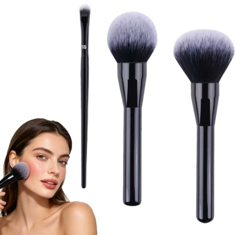 HORREX 3 Pièces Pinceaux Maquillages Professionnel Poils Synthétiques Doux | Pinceau Fond de Teint pour Une Finition Impeccable, Pinceau Maquillage Application Précise pour Bronzer Blush Estompage Fond