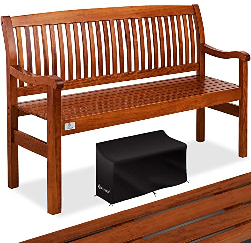 KESSER® Banco de jardín de madera resistente a la intemperie, 150 cm, banco de madera para jardín, 3 – 4 plazas, banco de exterior, banco de balcón de madera maciza, banco de parque, soporta 320 kg