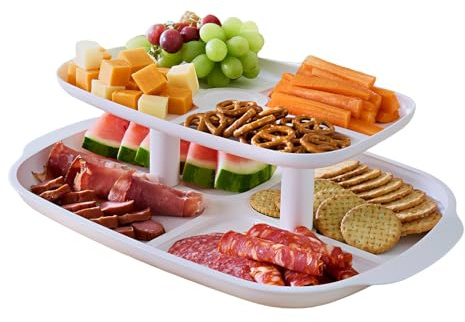 Coopers of Stortford - 2 Tier Serving Tray for Cakes Snacks and Canapés - Lightweight Food Display Stand for Indoor or Outdoor Entertaining