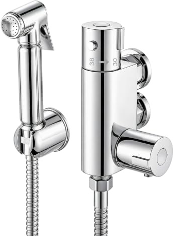 Simple Bathroom Thermostatic Bidet Sprayer Kit, Large Brass Mixer Valve with Hand Spray