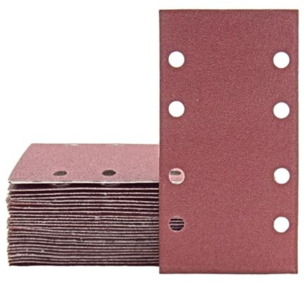 MioTools Fox Schleifblätter 180 x 93 mm, 8-Loch (50 Stk.) K80 | f. Schwingschleifer, Normalkorund, Klettbefestigung