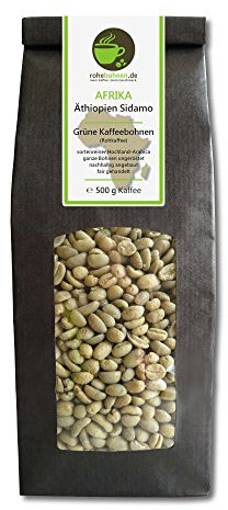 Café vert - Grains de café vert Ethiopie Sidamo (grains de café crus Highland 500g) - certifié GMP