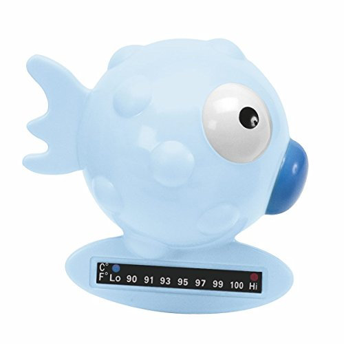 Chicco Badethermometer Fisch, Babybadethermometer, zum Messen der Wassertemperatur, thermosensitiv, wechselt die Farbe und schwimmt, Babybadeset, blau