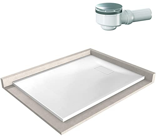 BERNSTEIN Duschtasse 90x120 cm Weiß matt Flache Bauhöhe, Duschwanne der GT-SERIE aus SMC, Rechteckiges Duschbecken mit Gefälle, SMC -Duschwanne komplett mit Ablaub Dallmer Orio