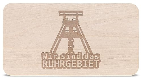 GRAVURZEILE Frühstücksbrettchen mit Gravur - Wir sind das Ruhrgebiet - Holz Schneidebrett Vesperbrett Brotzeitbrett - Geschenk für Anwohner & ehemalige Bergbau Mitarbeiter - Ideal auch als Souvenir