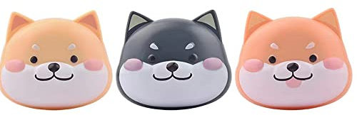 2 Pack Cute Contact Lens Cases, Shiba Inu Contact Lens Soak Storage Box, Portable Cartoon Contact Lens Holder with Mirror Tweezers for Travel Kit (Orange)