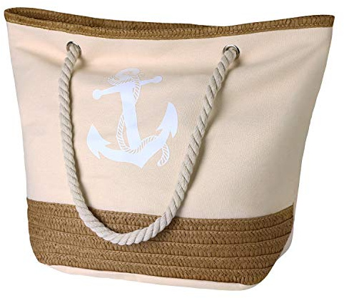 flintronic Große Strandtasche mit Reißverschluss und Innentasche Wasserdicht Strandtasche, Einkaufstasche Shopper für Damen, Schultertasche Einkaufstasche