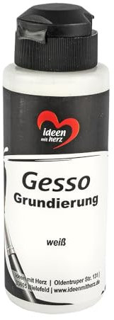 Ideen mit Herz Gesso | primer premium per colori acrilici e a olio | altamente coprente | 120 ml (bianco)
