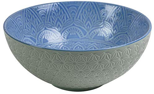 Villa d'Este Home Tivoli 5903243 Baku ensaladera 25 cm Gri-Azul, Porcelana