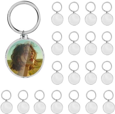 Aweisile Acryl Foto Schlüsselanhänger - 30 Stück Transparente Runder Schlüsselbund mit Foto Schlüsselanhänger Personalisiert für Frauen und Männer