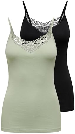 Only Women's Tank Top (Pack of 2), Desert Sage/Pack: Desert Sage/Black, S