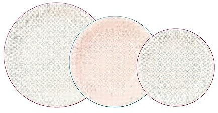 Quid 4474495 Soft Vita Vajilla de 18 Piezas, Cerámica, Fucsia, Turquesa y Blanca, 32 x 30 x 30 cm