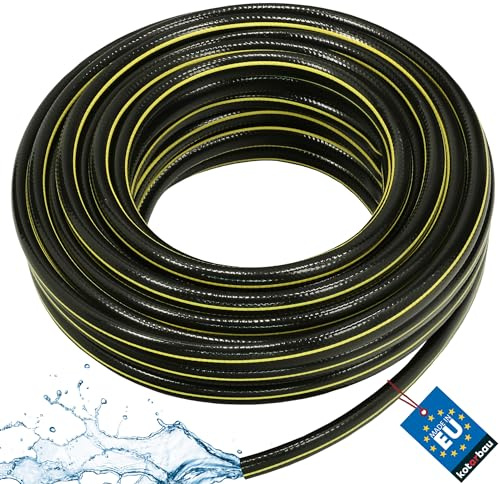 KOTARBAU® Tuyau d'arrosage professionnel, 4 couches, renforcé, noir et jaune, pour arroser les plantes, diamètre intérieur : 15 mm, longueur : 30 m