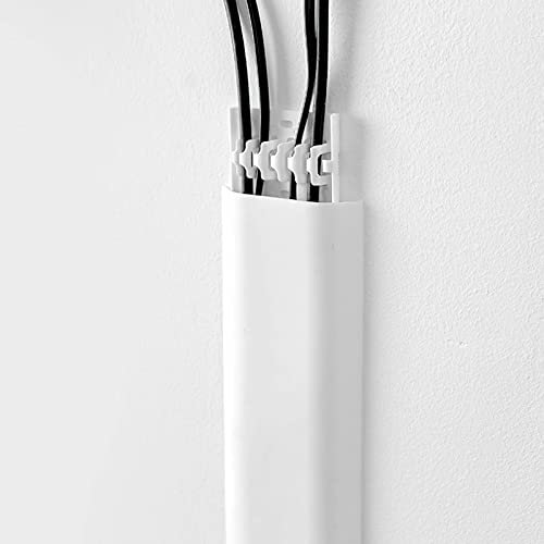 Cable Fixation Clamp, Efficient Self-Adhesive Wall Cable Cover Channel, Paintable Cord Concealer An ti-creeping System Cable Hider for Hide Cables Wall Mount TV Cords(White)