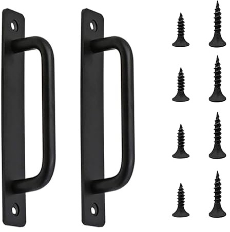 XPOOP 2 Pieces Door Pull Handle Aluminium Alloy Grab Bar Handles Heavy Duty Sliding Pull Gate Barn Shed Garage Cabinet Handles with Back Plate for Kitchen Furniture Cabinet Closet Door (with 8 Screws)