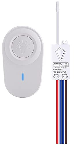 GREENCYCLE Wireless Light Switch and Receiver Kit, Wall Switch Remote Control Lighting Fixture for Ceiling Lights Fans Lamps, No in-Wall Wiring Required, Outdoor 1969ft Indoor 328ft RF Range, 1 Pack
