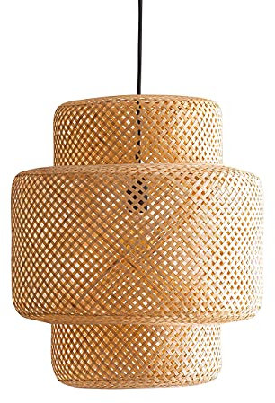 B·LED BARCELONA LED - Lámpara mimbre de Techo Colgante Nórdico, Pantalla Ratán Bambú con Portalámparas E27 | Lámpara colgante para Comedor, Salón, Bares y Restaurantes