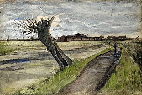 Feeling at home LEINWANDDRUCK im SCHATTENFUGENRAHMEN Pollard Willow Van Gogh Vincent - Landschaft horizontal Kunstbilder im Holzrahmen cm_40_X_61