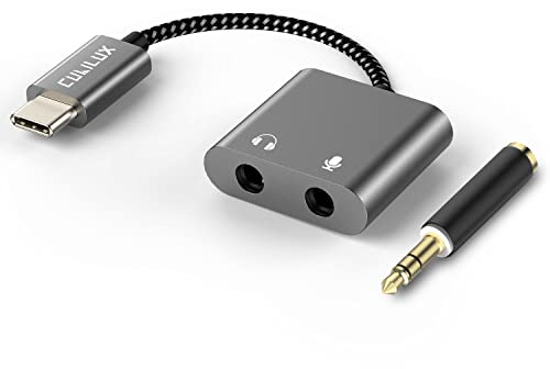 Cubilux USB C auf 3,5 mm Audio und Mikrofon Adapter, TRS Kopfhörer Plus Mikrofon Splitter, für iPhone 17/16/15, iPad 10, iPad Pro/Air