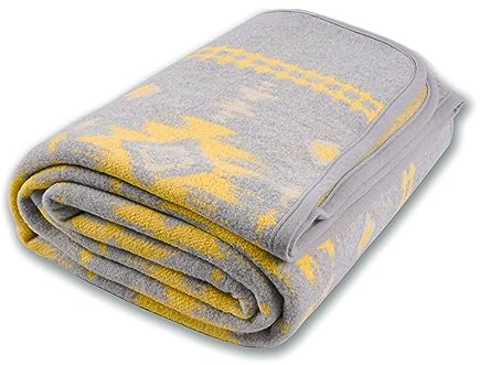 Acushla Merinowolldecke, warm, dick, waschbar, großer Überwurf, ideal für Bett, Couch, Außenbereich, Camping, alle Jahreszeiten, 224 x 160 cm, Myers Hellgrau