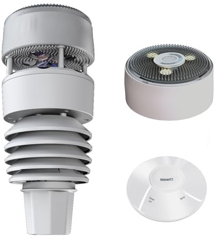ECOWITT Wittboy Wetterstation Funk mit Außensensor GW2001, 7 in 1 Outdoor Solarbetriebene Wetterstation Array, 3 in 1 Verkabelter/Wifi Gateway Hub GW2000, Wettervorhersage Assistent für Zuhause