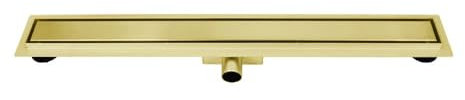 GUIDO GUSTO Duschrinne aus Edelstahl | Gold Gebürstet | 7cm x 60cm | Randablauf | Duschablauf Komplettset mit Haarsieb und Siphon | höhenverstellbarer Bodenablauf