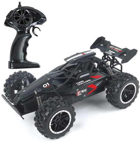 TURBO CHALLENGE - Todo Terreno - Carreras - 097726 - Coche de Control Remoto - Negro - 1/18 - Batería Recargable y Pilas Incluidas - Plástico - A Partir de 6 años