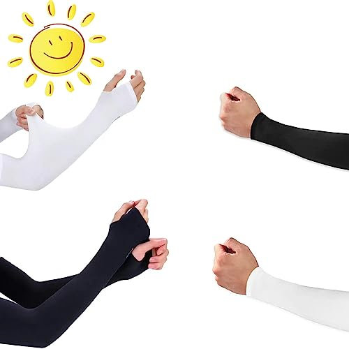 JEOPKO 4 Pcs Sleeves to Cover Arms,Arm SleevesArm Sleeves UV Protection,Sun Protection Sleeve to Cover Arms Compression Arm WarmerSummer Outdoor Sports Cycling Running Driving Black