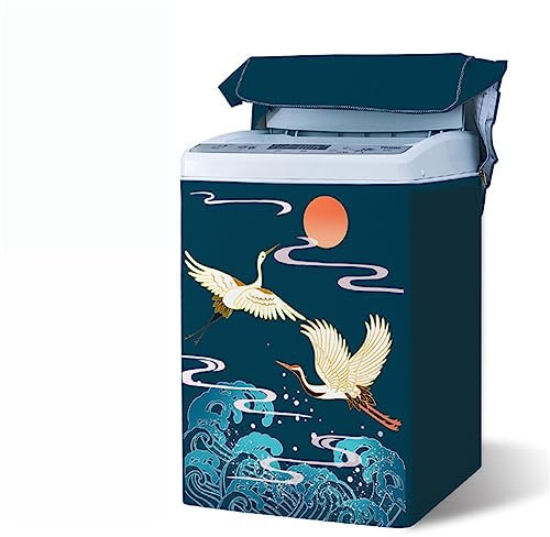 Odot Washing Machine Cover Top Load Waterproof Dustproof Washer Machine Dryer Protector Sunscreen Washer Dryer Cover for Most Top Load Washer Dryer (XXL,blue waves)