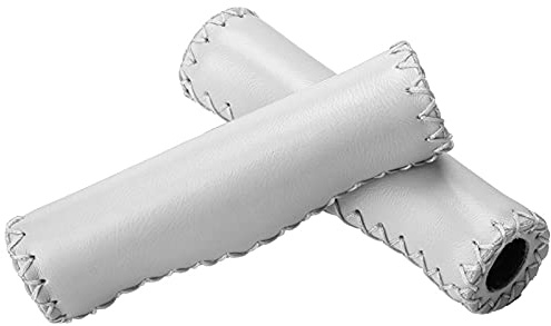 Ergonomische Fahrradlenkergriffe PU für 22mm Lenker - Handgenäht und komfortabel mit Staubschutzplug in Weiß