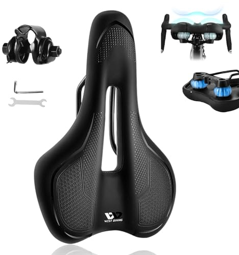 Bike Sattel Premium Universal, 2023 Newest Fahrradsattel Herren Damen Bequem, Mountainbikesättel mit Federung Cityradsättel Memory Schaum für Herren Damen Kinder