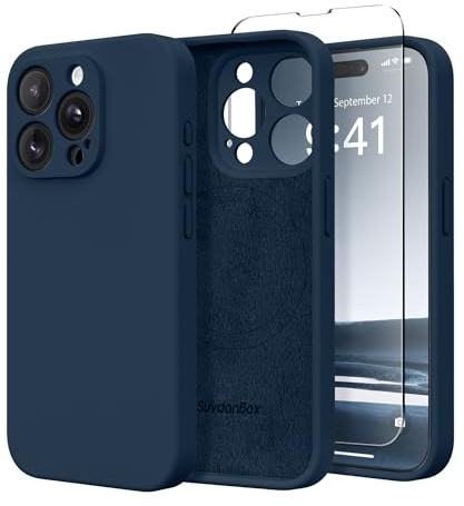 SuydanBox Magnetic iPhone 15 Pro Max Case, Compatible with MagSafe, [Lens Protection][Screen Protection] Shockproof Silicone Protective Case for iPhone 15 Pro Max, Cobalt Blue