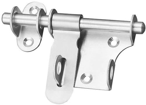 Stainless Steel Garden Gate Door Bolt Latch Lock Padlock with Padlock Hole | Heavy Duty Slide Barrel Latch Bolt Lock for Shed Wooden Fences Barn Yard Doors Outdoor Latch 6 Inch Silver