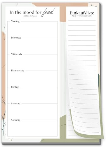 Primus Print Menüplaner mit Einkaufsliste - Essensplaner - Einkaufsliste - Notizblock - A5 - Speiseplan - Diätplan (Bunt, 1)