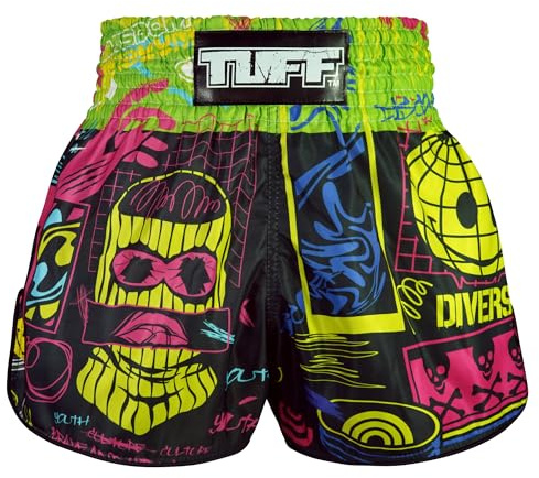 Tuff Sport Muay Thai Boxningsshorts, Retro Styles, Klassisk Slim Cut, MMA, Kickboxning, Träningsset, Tuf-rms119-blk, S