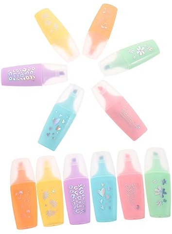 EXCEART 24stücke Mini Highlighter Stifte Buchmarker Cartoon Marker Schreibstifte Schulkinder Basteln Markierstifte Tintenstifte