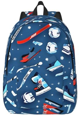 YQxwJL Beaucoup de Zombies Impression Toile Ordinateur Portable Sac À Dos Extérieur Décontracté Voyage Sac Daypack Book Bag Pour Hommes Femmes, Imprimé hockey sur glace, S