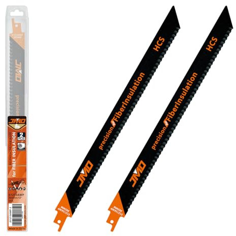 JMD 2-Piece S1213AWP 300mm Reciprocating Saw Blades for Fiber Insulation, Leather and Cardboard Cutting Sabre Saw Blades Compatible with Milwaukee Makita Dewalt Ryobi etc